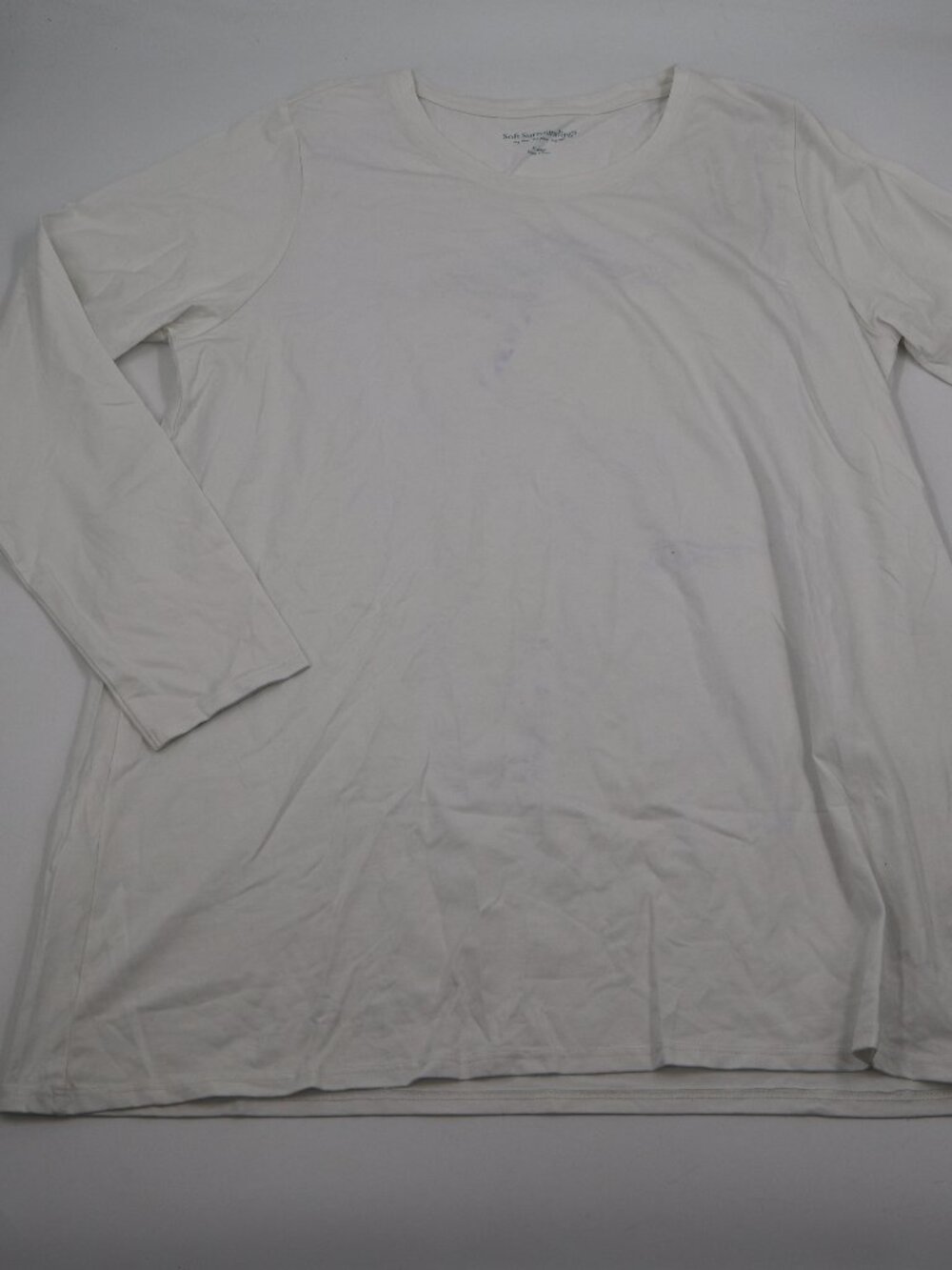 Soft Surroundings Pima Cotton Top Womens XL White Long Sleeve Scoop Neck 28484